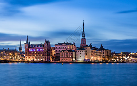 斯德哥尔摩老城夜景背景图片