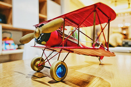 复古铁皮双翼飞机模型背景图片