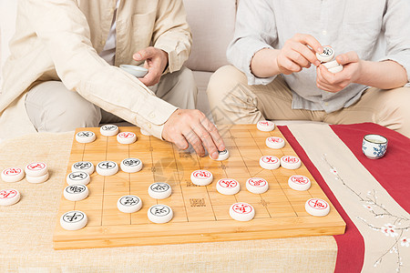 老年人下棋老年父子下棋特写背景