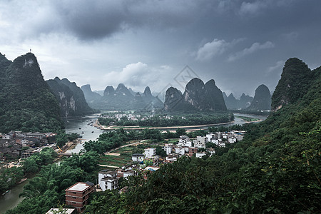 俯瞰梯田桂林山水风光背景