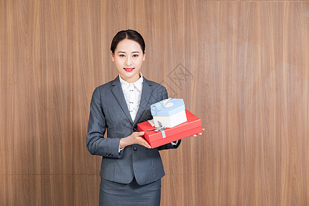 礼物女商务女性展示礼盒背景