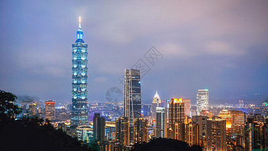 台湾烧仙草台北101大楼夜景背景