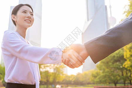 职场精英女士职场精英户外握手背景