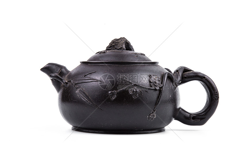 白底紫砂茶壶
