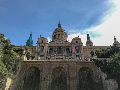 建筑外景西班牙巴塞罗那加泰罗尼亚宫外景背景