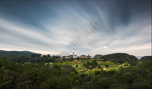 山上城堡大连棒棰岛宾馆森林自然风景背景