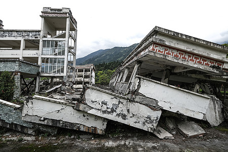 祈福地震四川汶川地震遗址背景