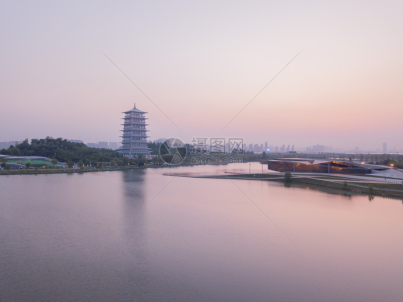 西安浐灞日落图片