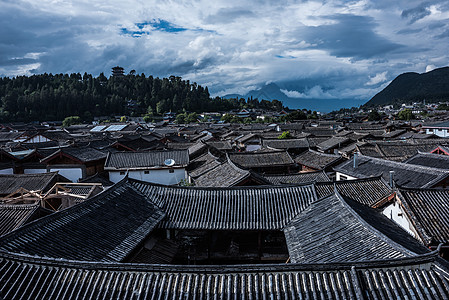 高空拍摄古镇背景图片