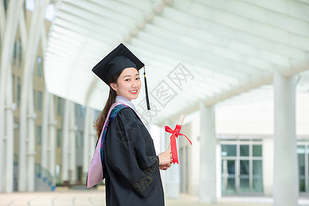 学士服美女大学毕业生美女背景