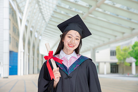 卡通学士服学生大学毕业生美女背景