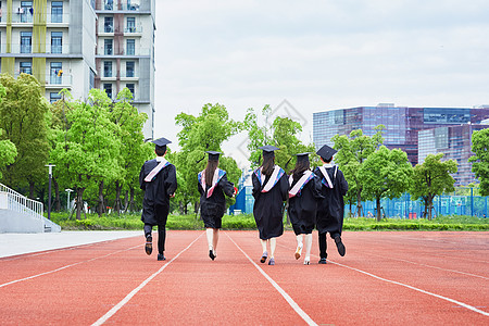 毕业季背影毕业大学生奔跑背景