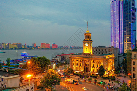 夜景武汉江汉关钟楼城市高清图片素材