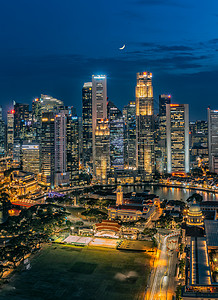 景观道路新加坡夜景灯火通明背景