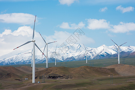 新疆天山雪山风电厂电力基础设施素材背景背景图片