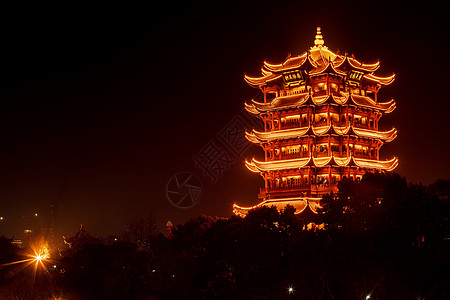 武汉古建筑武汉黄鹤楼夜景背景