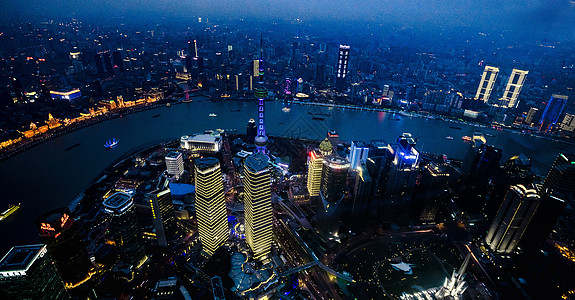 上海夜景鸟瞰陆家嘴高清图片