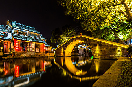 嘉善西塘夜景背景图片