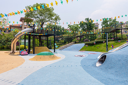 游乐设施小区内儿童游乐场背景
