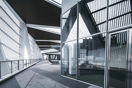走廊设计青岛国际客运港玻璃幕墙背景