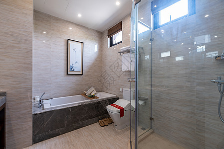 新中式别墅样板房里的卫生间图片