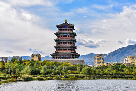 最美的北京永定楼背景图片