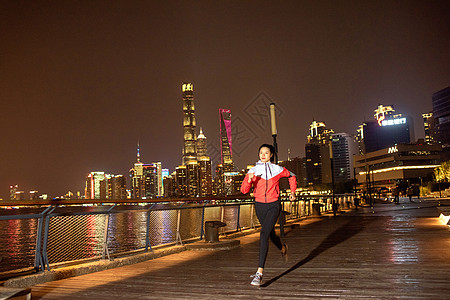 夜跑素材美女夜跑背景