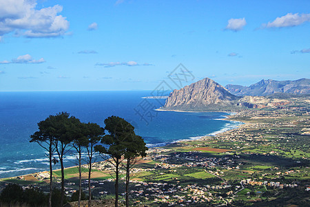 意大利蓝天意大利西西里岛海景背景