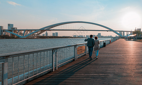 上海美景上海滨江步道美景背景