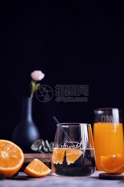 夏季橙汁果汁饮料图片