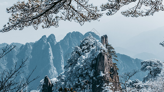 雪后黄山自然风光山雪景高清图片