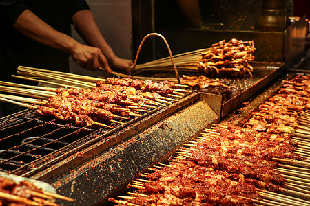 美食小吃街撸串背景