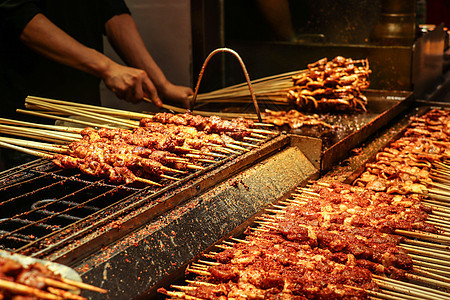 美食小吃街撸串牛肉串高清图片素材