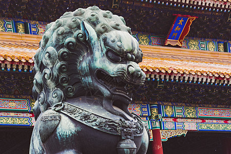 北京故宫太和门石狮子图片