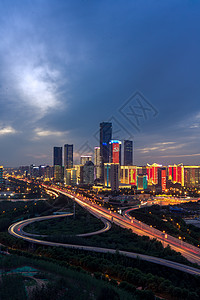 夜晚的车流西安高新cbd背景