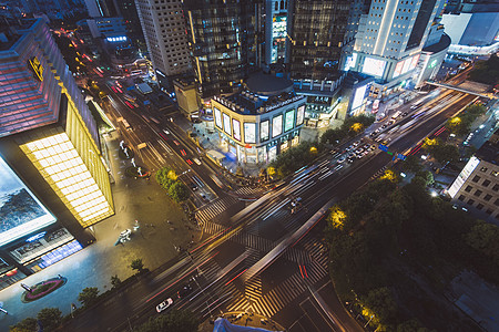 上海街头上海浦东街头夜景背景