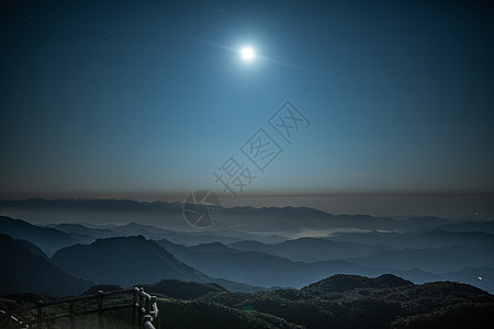月光下桂林猫儿山景区背景