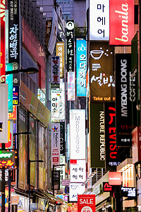 韩国明洞街景 背景图片