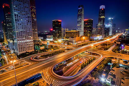 城市夜北京国贸立交桥背景