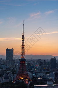 日本城市夜景日本东京城市夜景日落背景