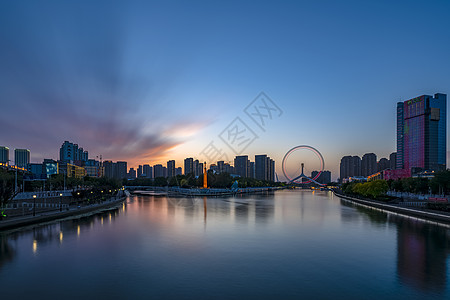 天津建筑素材美丽晚霞天津之眼背景