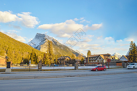 加拿大班夫国家公园加拿大班夫小镇背景