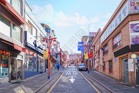 韩国仁川中华街背景图片