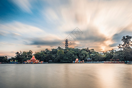 惠州泗州塔傍晚景色背景图片