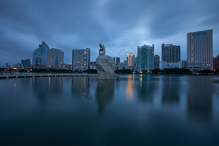 白鹭女神厦门阴云白鹭洲背景