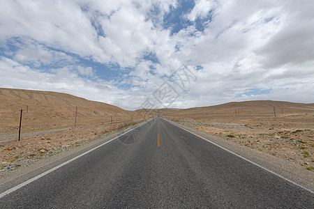 新疆沙漠公路戈壁沙漠上的公路背景