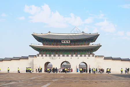 韩国女生韩国首尔光化门背景