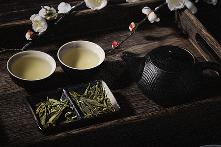茶艺图片健康的龙井茶叶背景