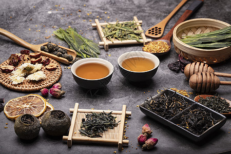 茶叶与茶具明前龙井高清图片素材