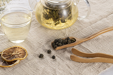 茉莉龙珠茶叶与茶具高清图片